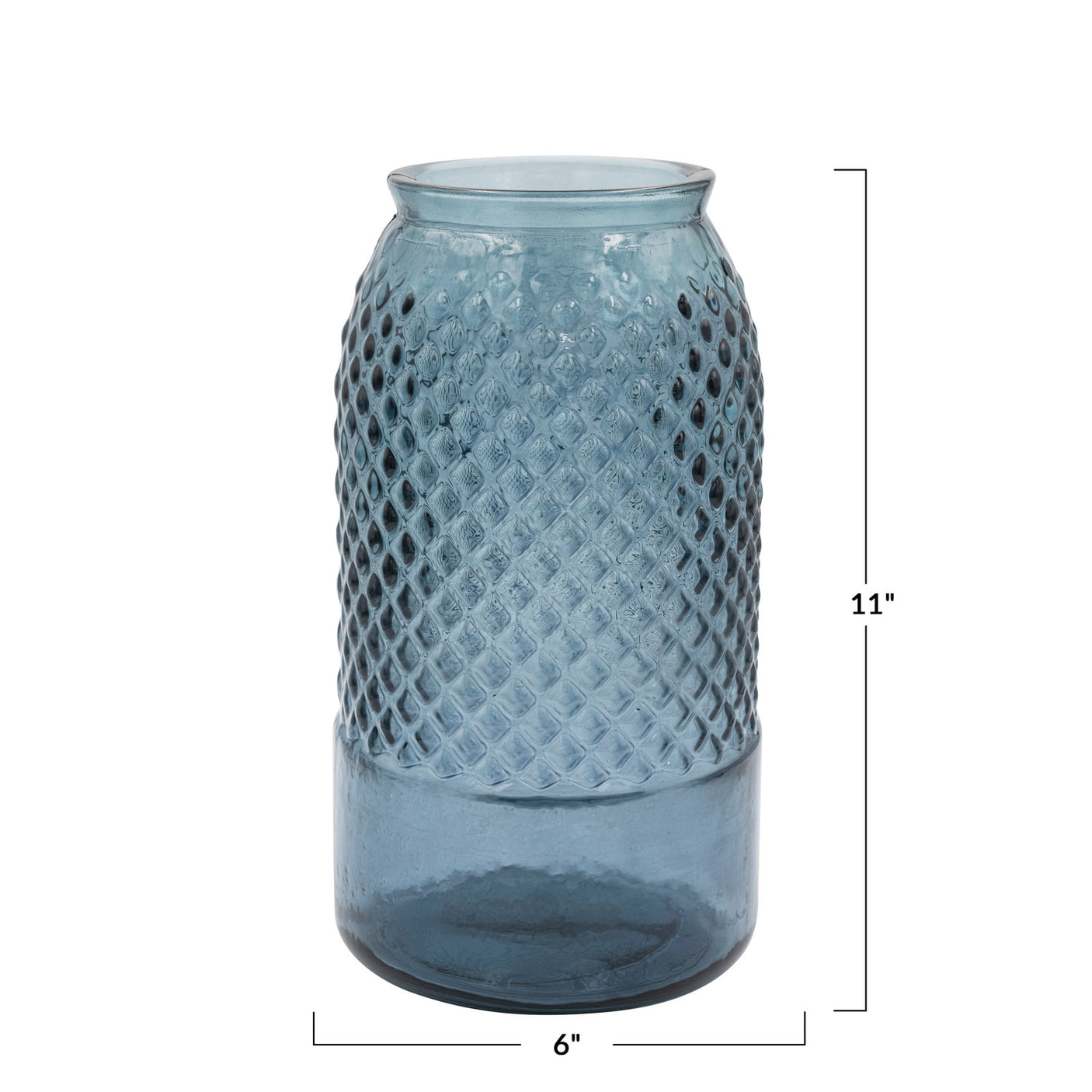 Blue Embossed Glass Vase