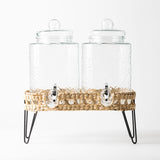 Dual Drink Dispenser w/ Wicker Stand