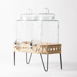 Dual Drink Dispenser w/ Wicker Stand