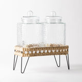 Dual Drink Dispenser w/ Wicker Stand