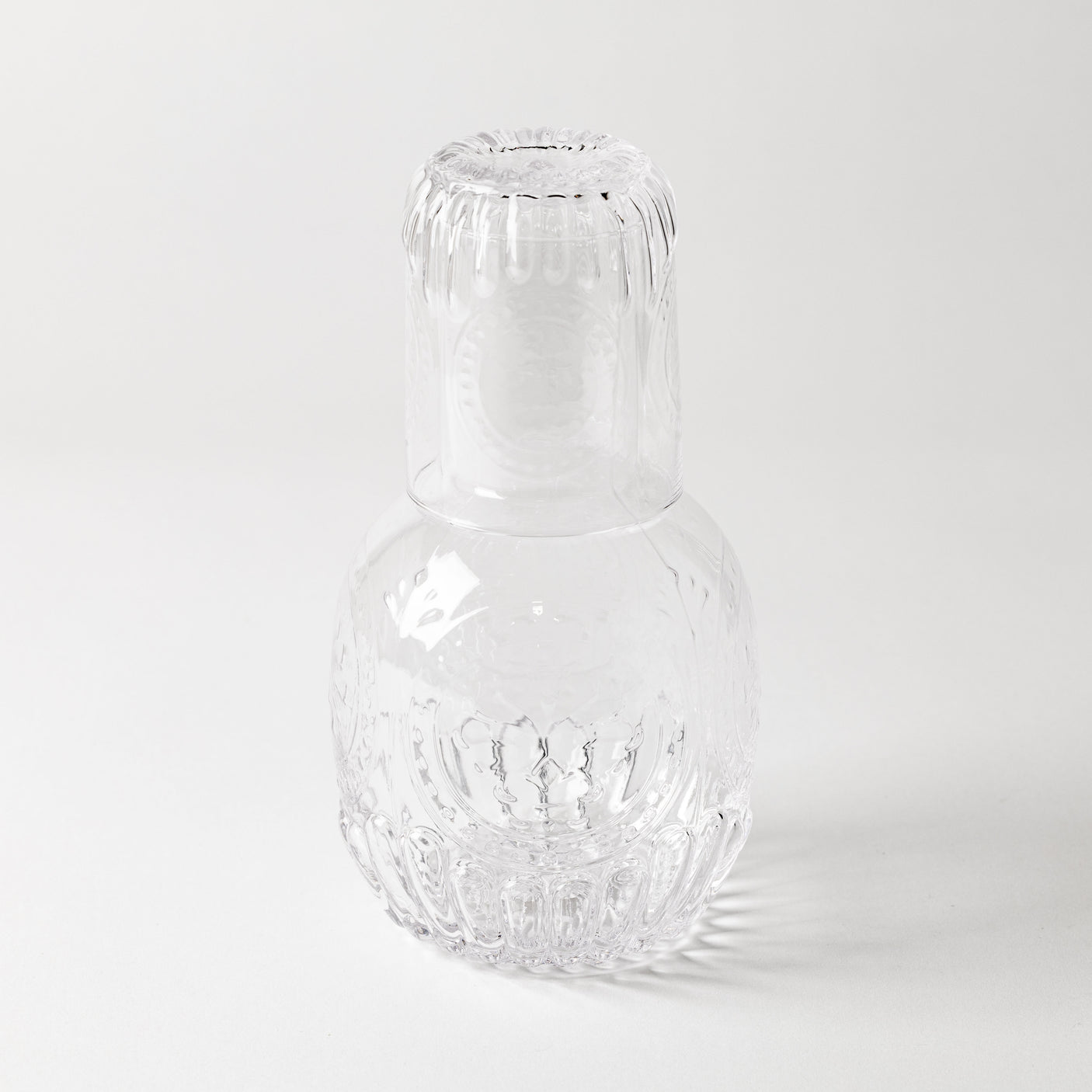 Embossed Glass Carafe & Glass