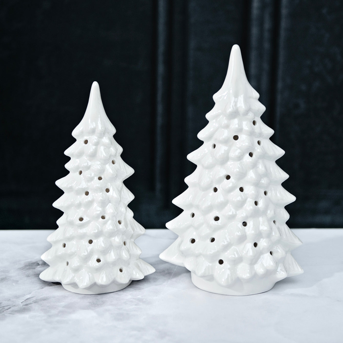 Stoneware LED Tree w/ Cut-Outs