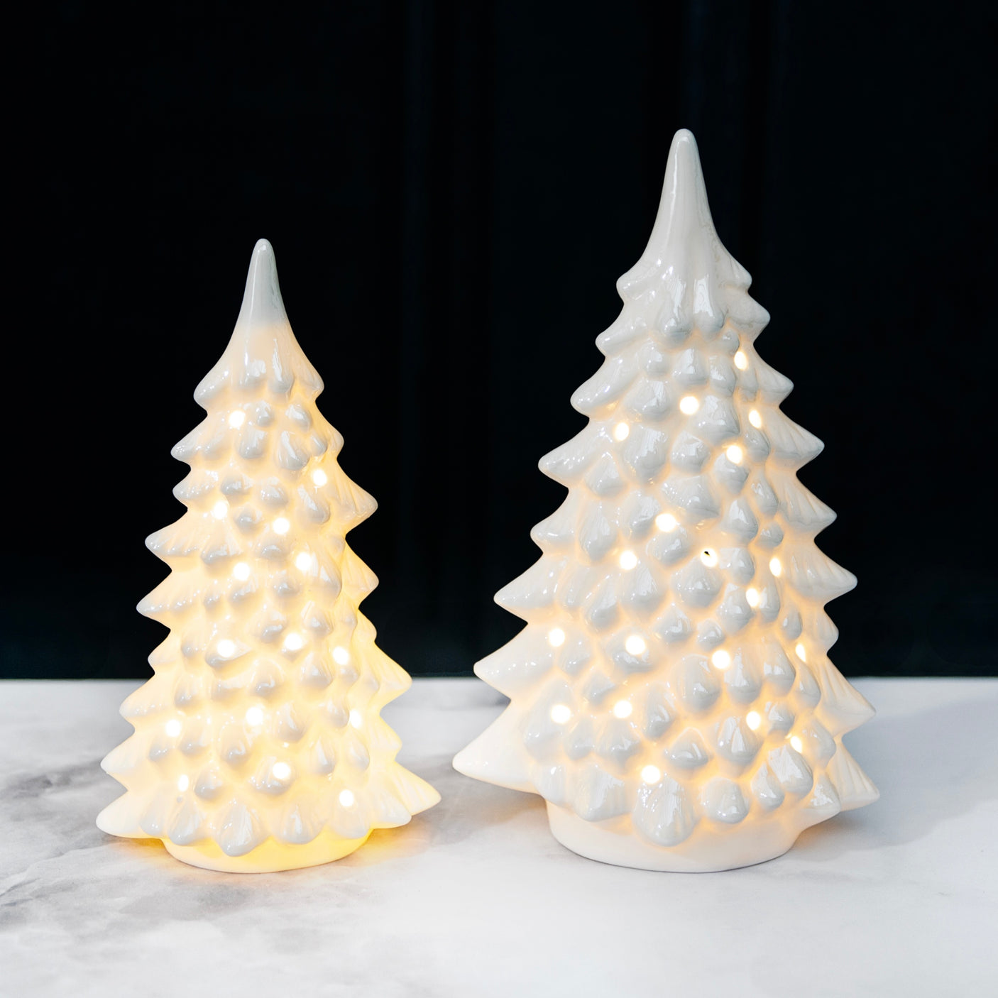 Stoneware LED Tree w/ Cut-Outs