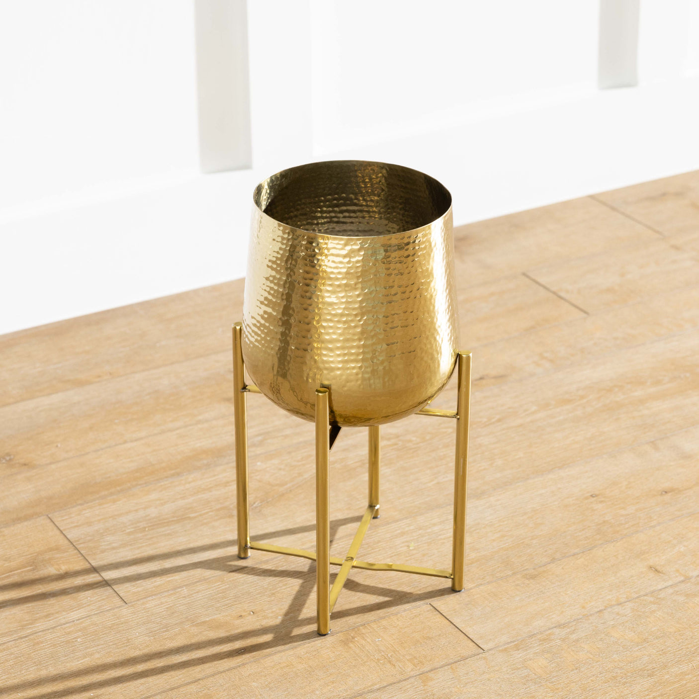 Gold Metal Planter & Stand