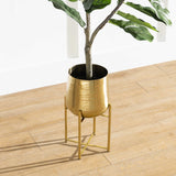 Gold Metal Planter & Stand