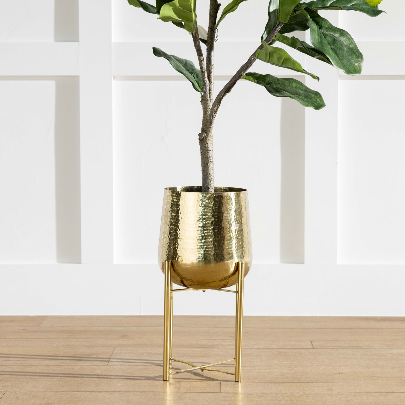 Gold Metal Planter & Stand