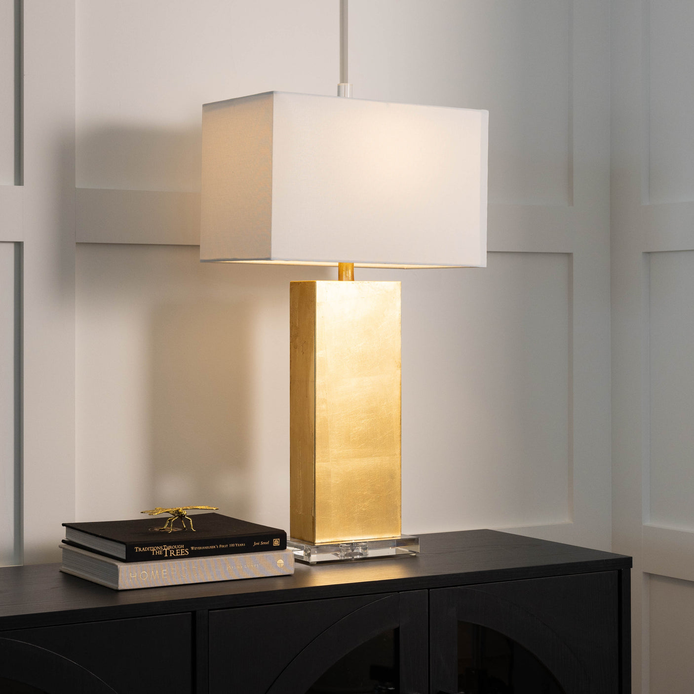 Gold Rectangular Table Lamp