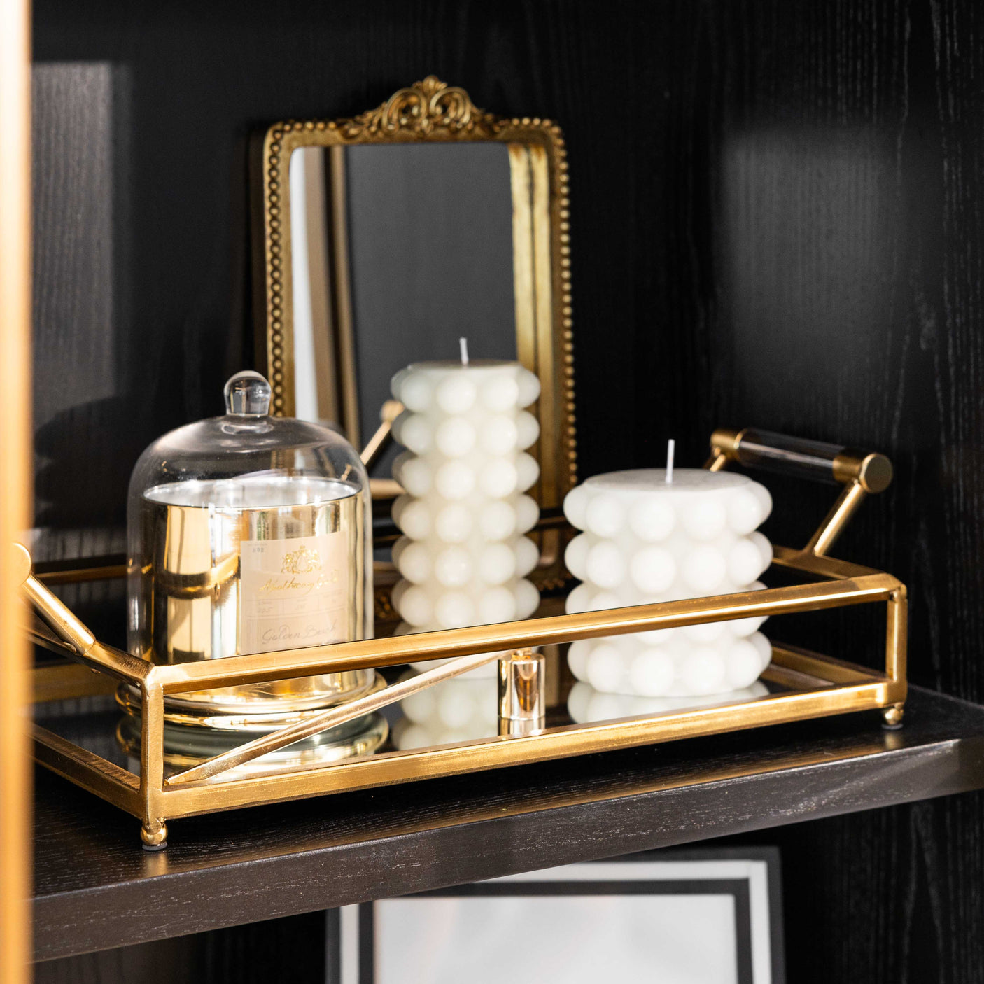 Gold Mirror Tray Set