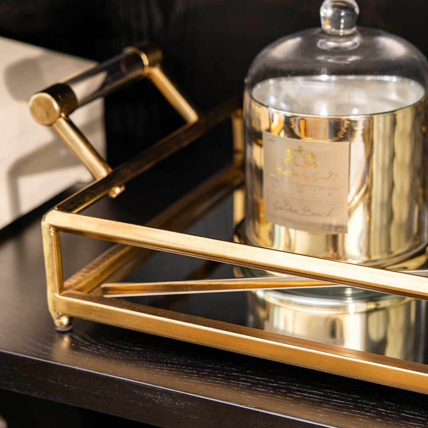 Gold Mirror Tray Set