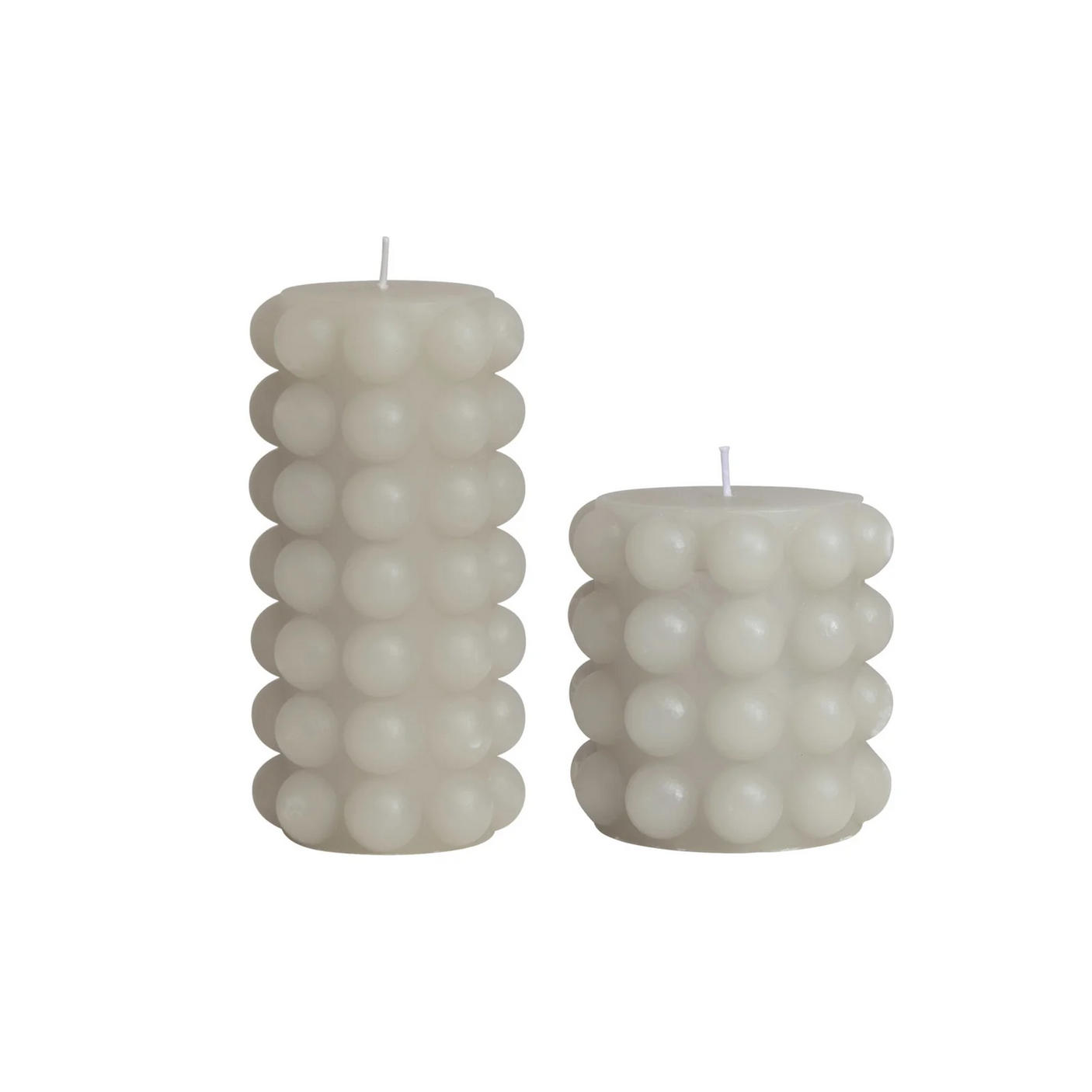 Grey Hobnail Pillar Candle