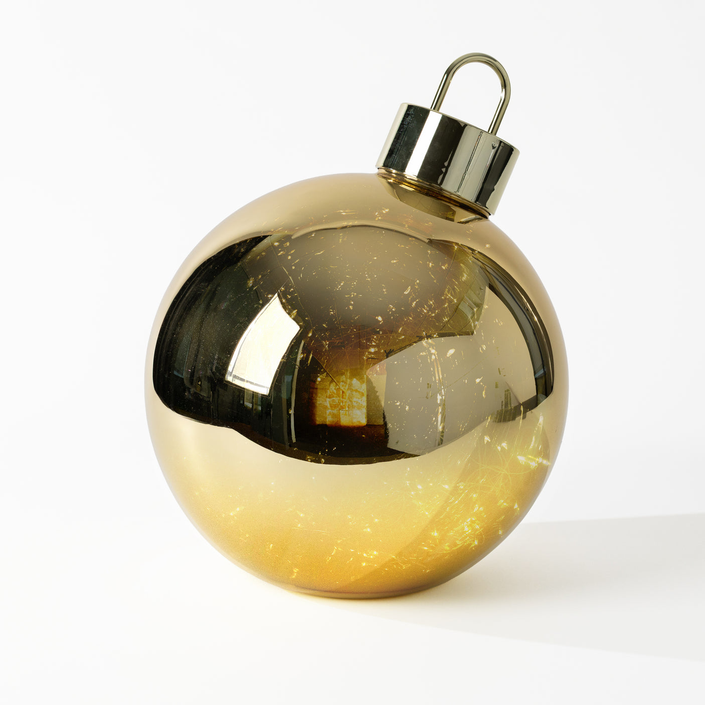 Gold Glass LED Ornament Ball
