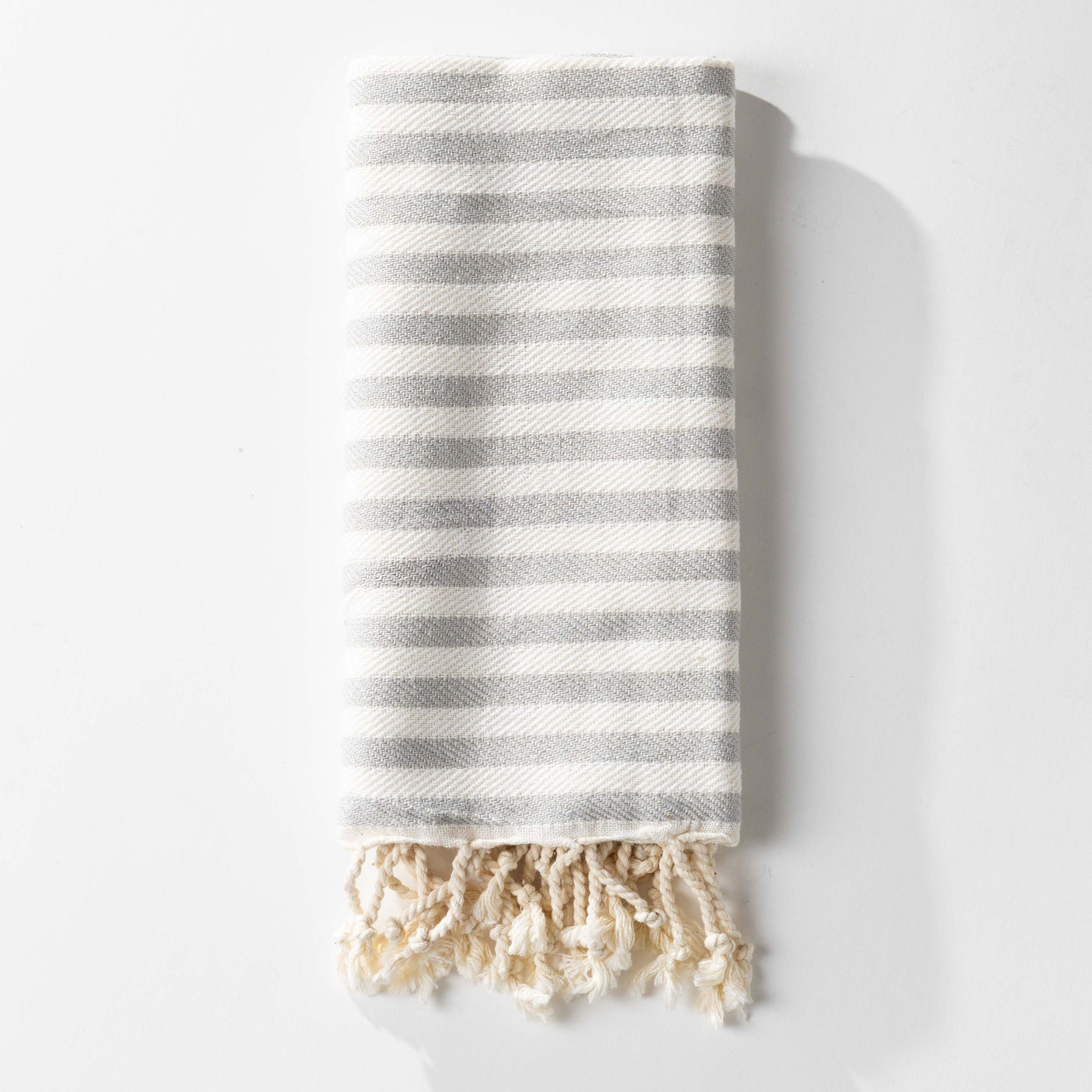 Light Grey Striped Turkish Towel