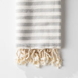 Light Grey Striped Turkish Towel