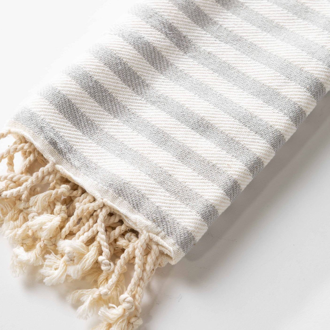 Light Grey Striped Turkish Towel