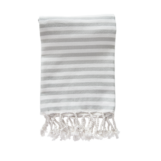 Light Grey Striped Turkish Towel