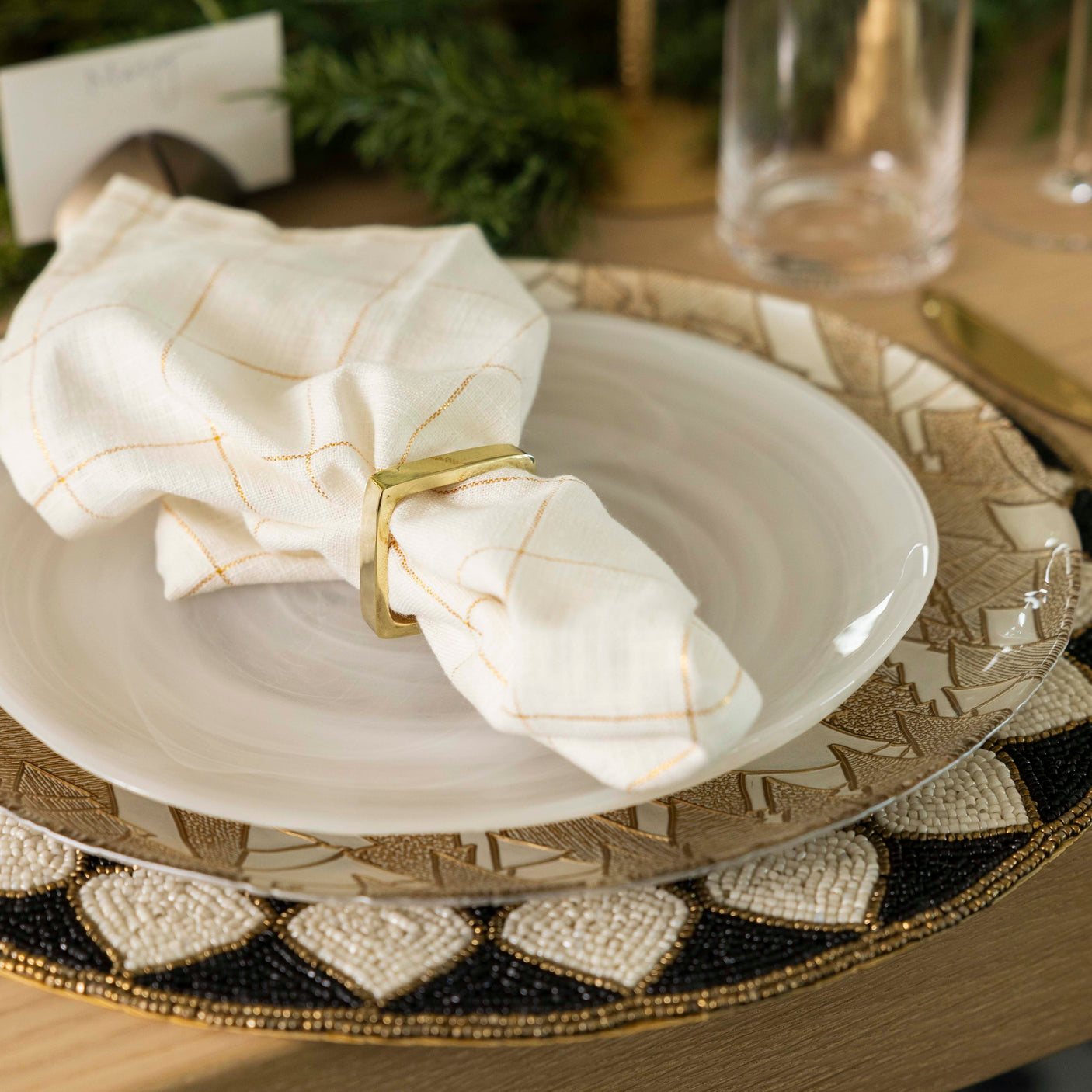 Gold Squares Napkin Set