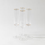 Optic Champagne Glass Set w/ Gold Rim