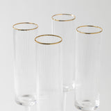 Optic Champagne Glass Set w/ Gold Rim