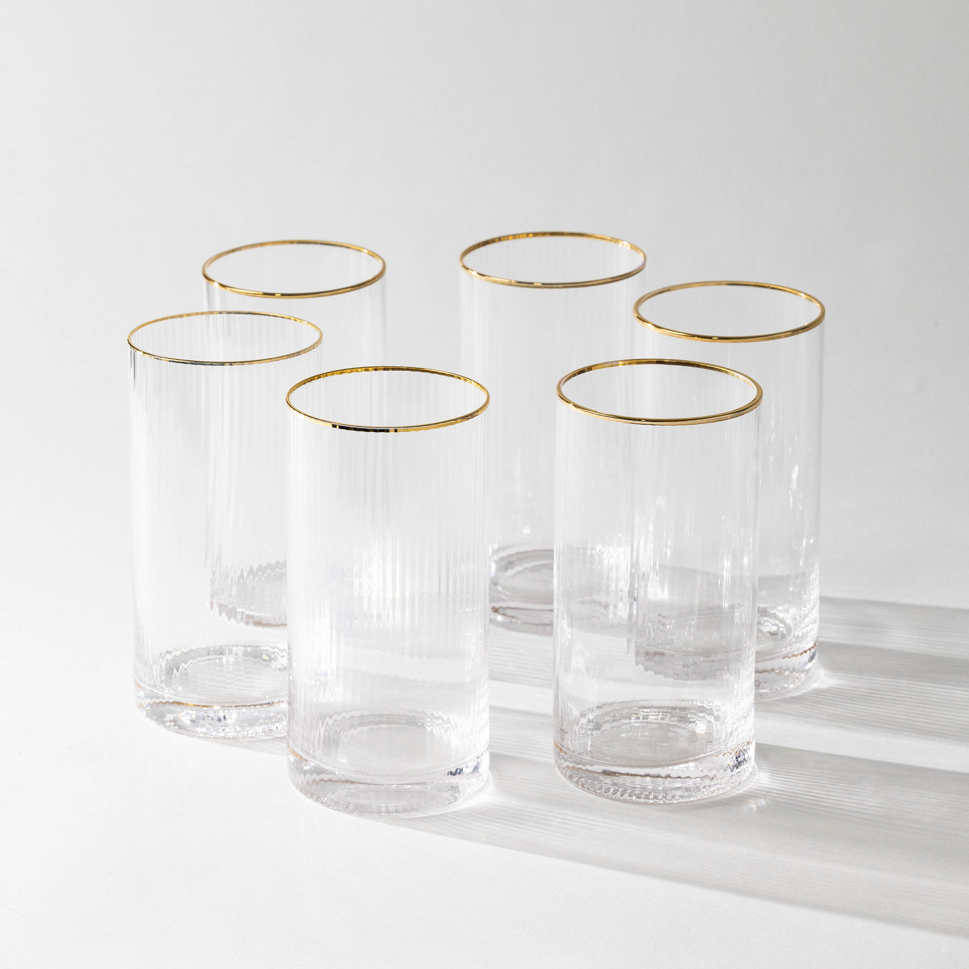 Optic Drinking Glass Sets w/ Gold Rim