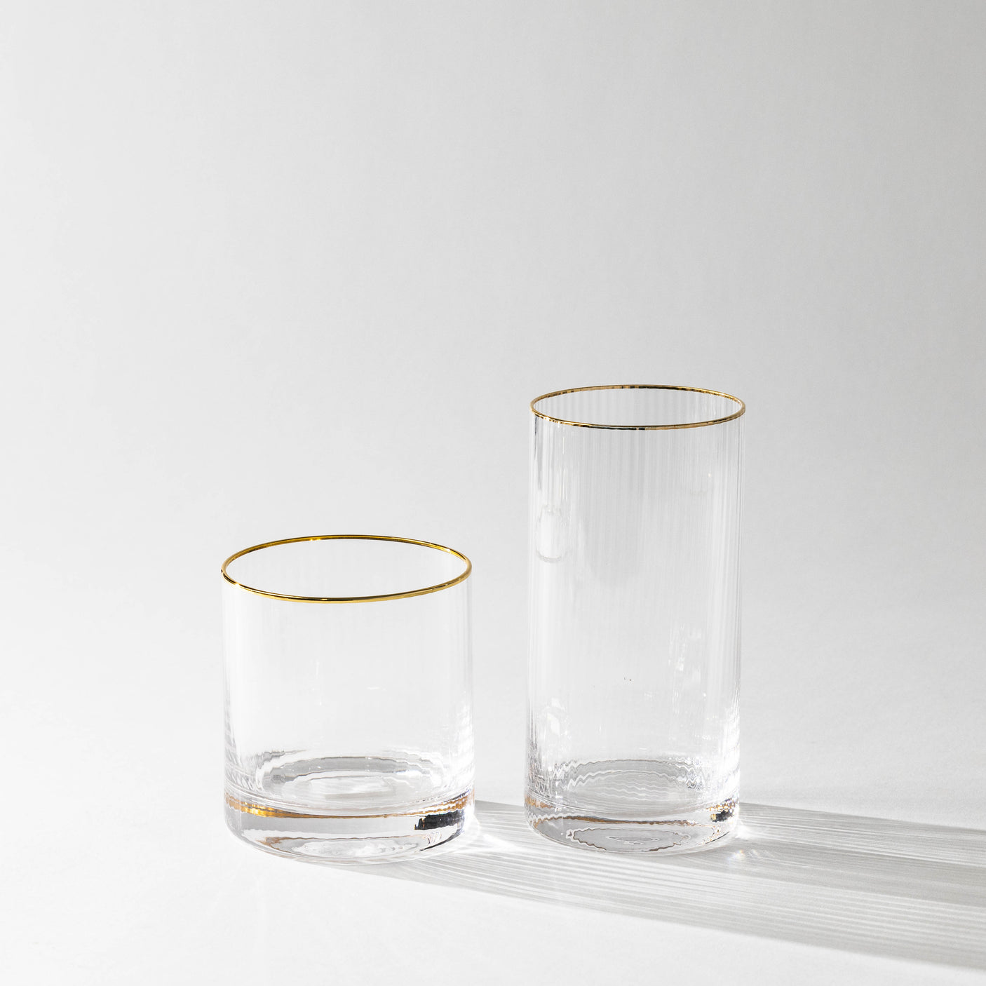 Optic Drinking Glass Sets w/ Gold Rim