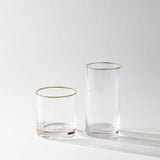 Optic Drinking Glass Sets w/ Gold Rim