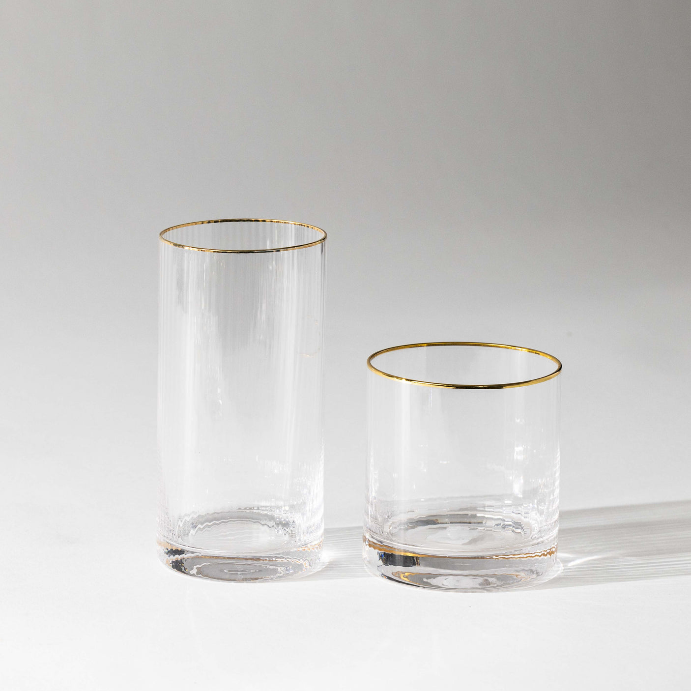 Optic Drinking Glass Sets w/ Gold Rim