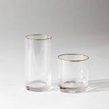 Optic Drinking Glass Sets w/ Gold Rim
