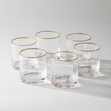 Optic Drinking Glass Sets w/ Gold Rim