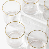 Optic Drinking Glass Sets w/ Gold Rim