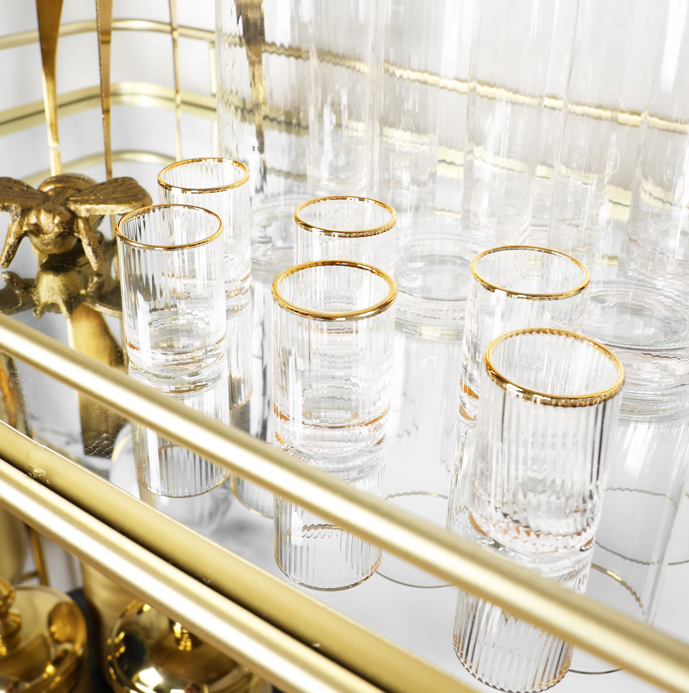 Optic Shot Glass Set w/ Gold Rim