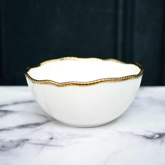 White & Gold Porcelain Bowl