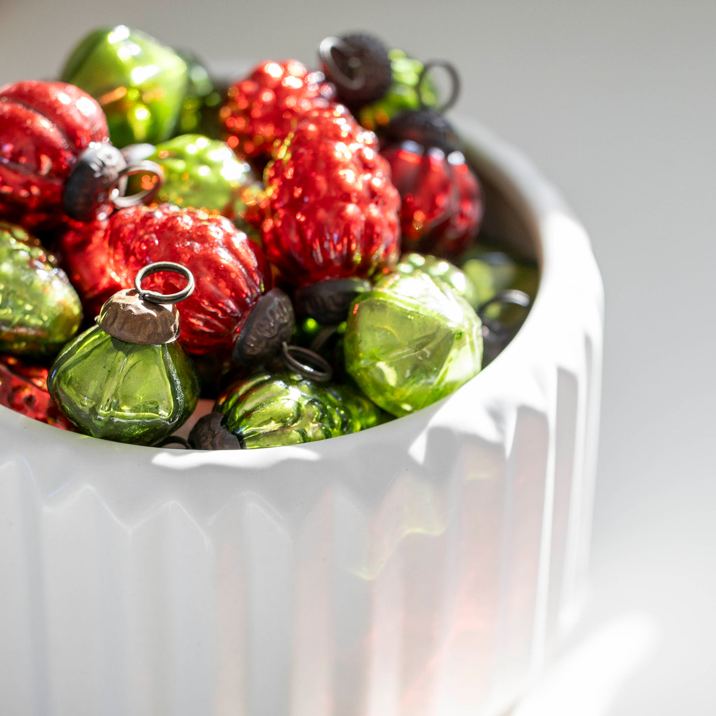 Red & Green Embossed Ornaments in Bag