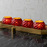 Red Mercury Glass Votive Set