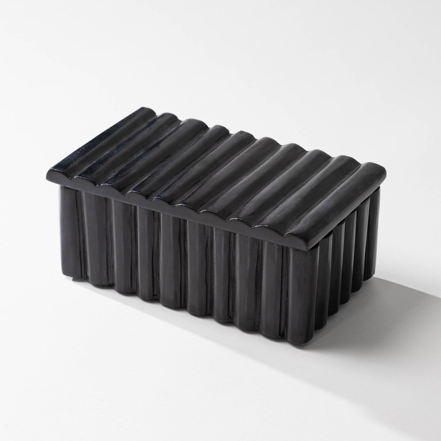 Reeded Black Marble Box