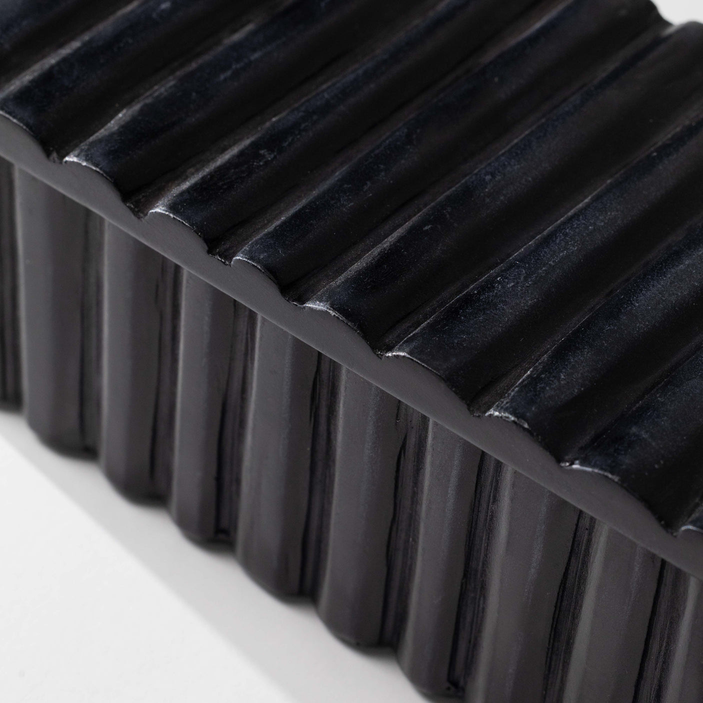 Reeded Black Marble Box