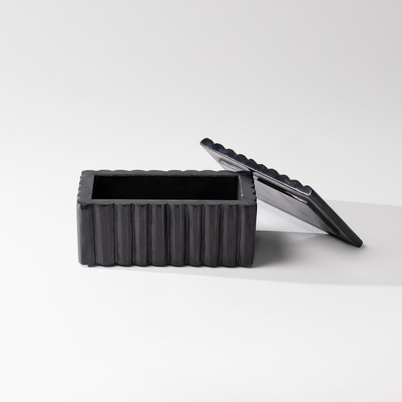 Reeded Black Marble Box