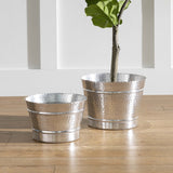 Silver Hammered Planters