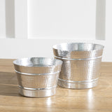 Silver Hammered Planters