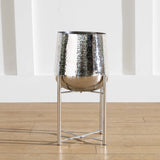 Silver Metal Planter & Stand