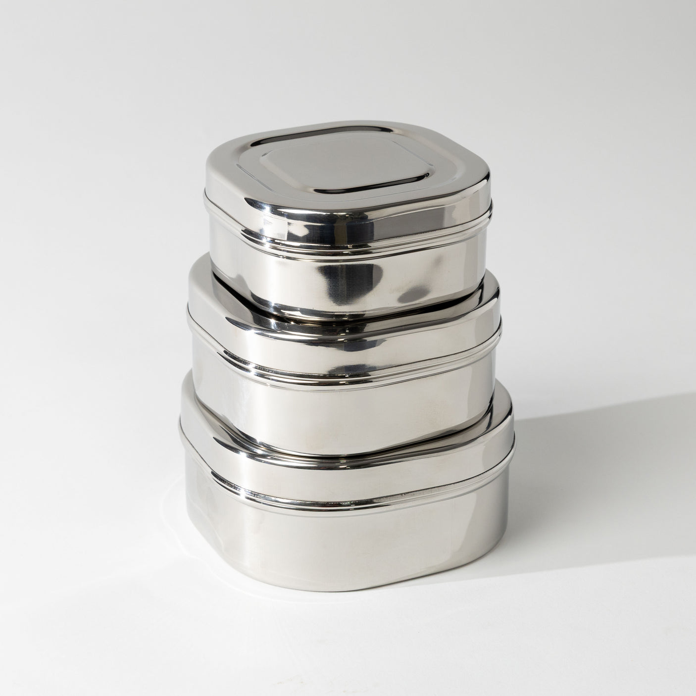 Squared Stainless Steel Containers Set