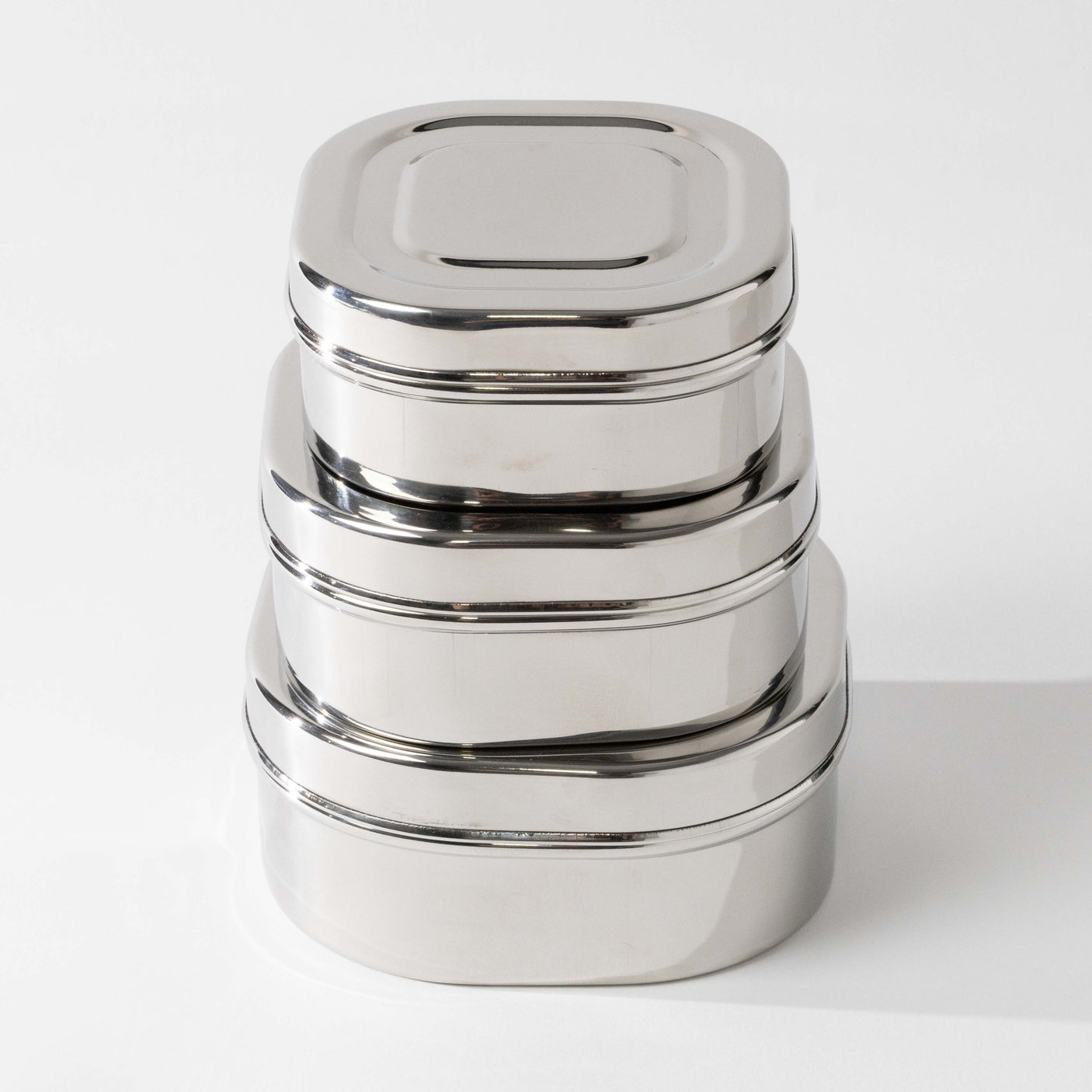 Squared Stainless Steel Containers Set