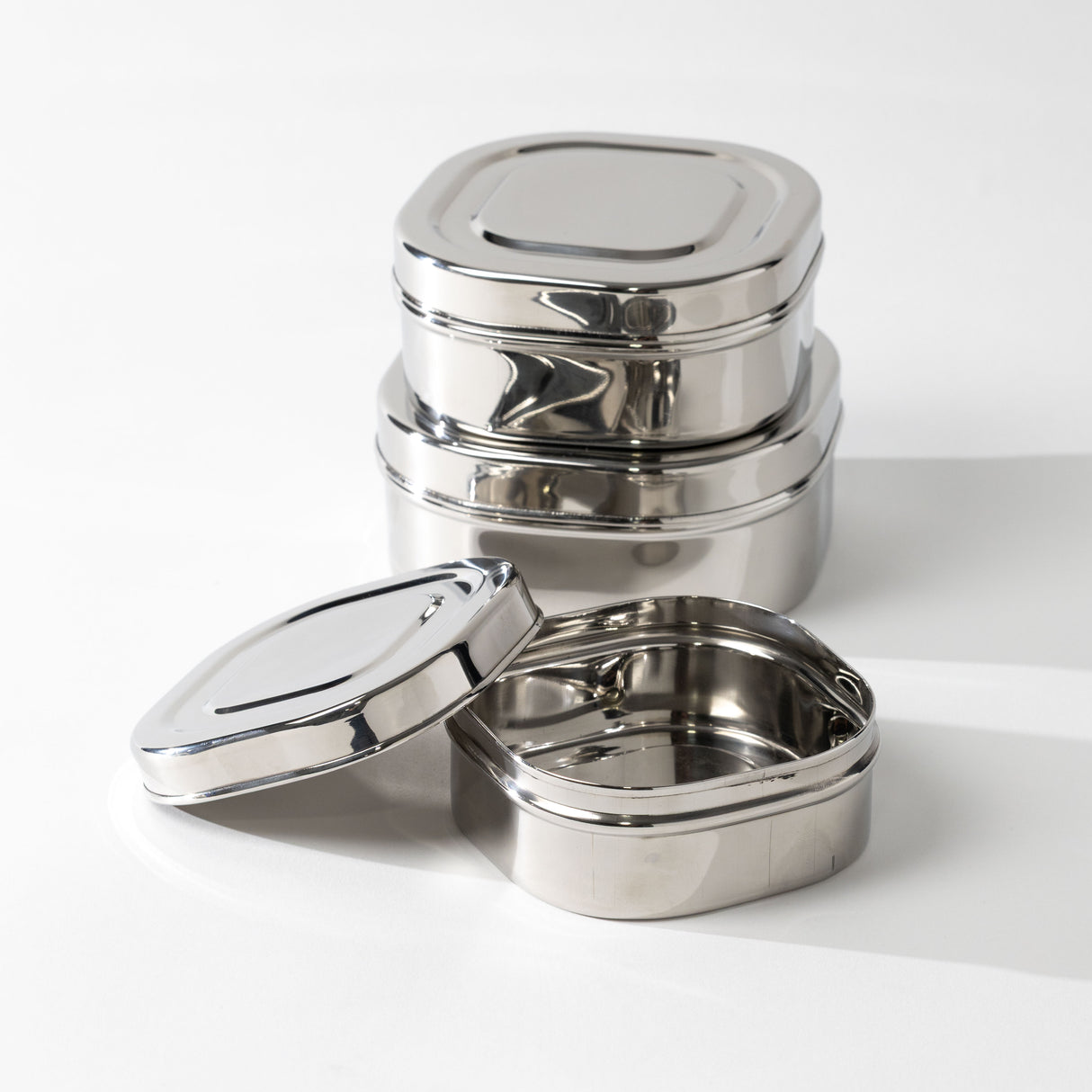 Squared Stainless Steel Containers Set