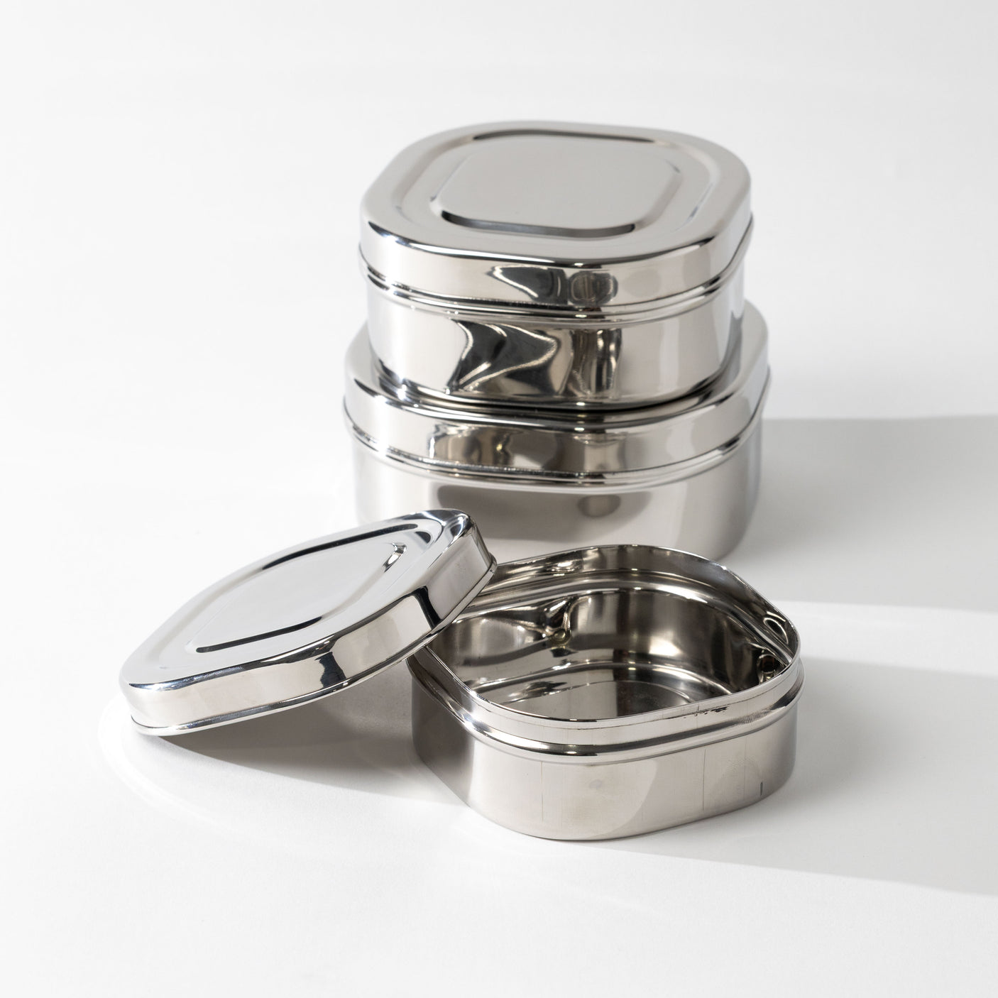 Squared Stainless Steel Containers Set