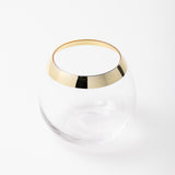 Stemless Drinking Glass w/ Gold Electroplated Rim