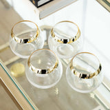 Stemless Drinking Glass w/ Gold Electroplated Rim