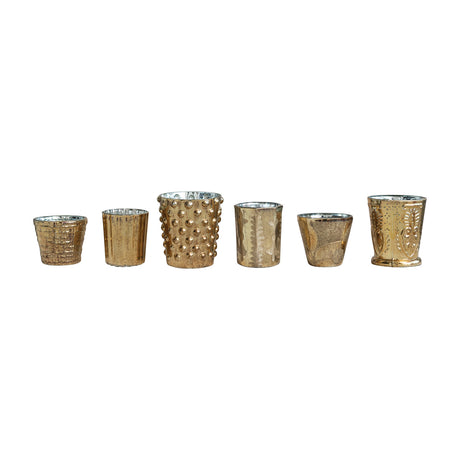 Gold Mercury Glass Votive Holder Set