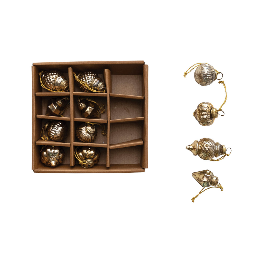 Gold Mercury Glass Ornament Set
