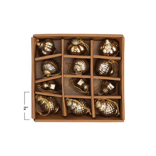 Gold Mercury Glass Ornament Set