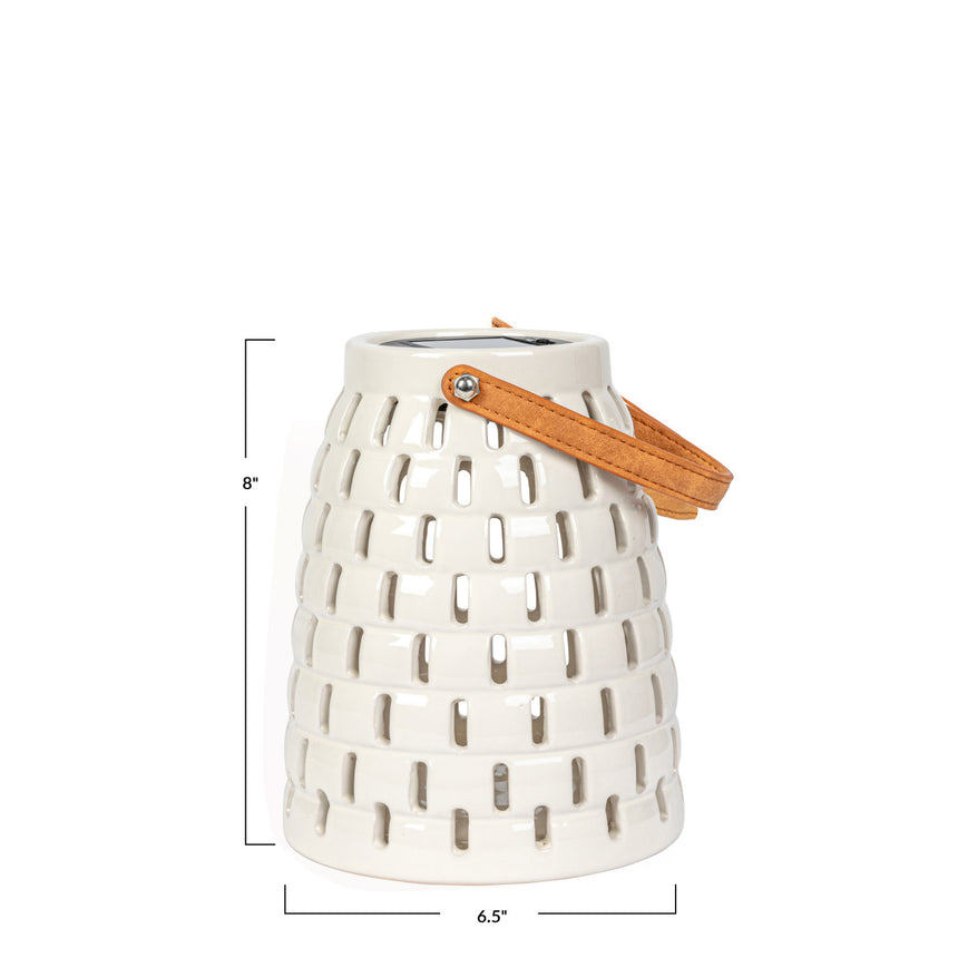 Stoneware Solar White Lantern