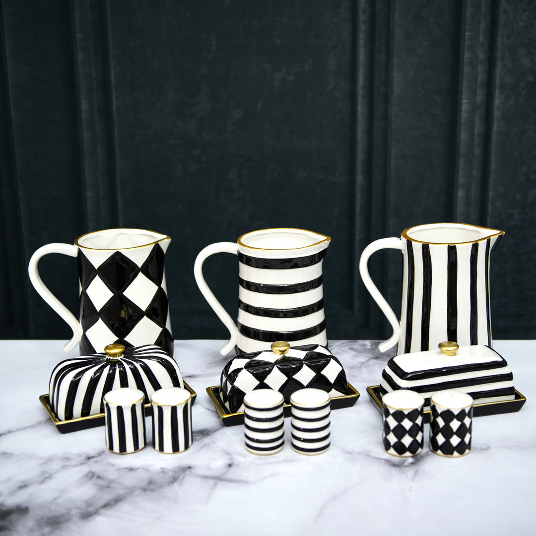 Black & White Painted Pitcher